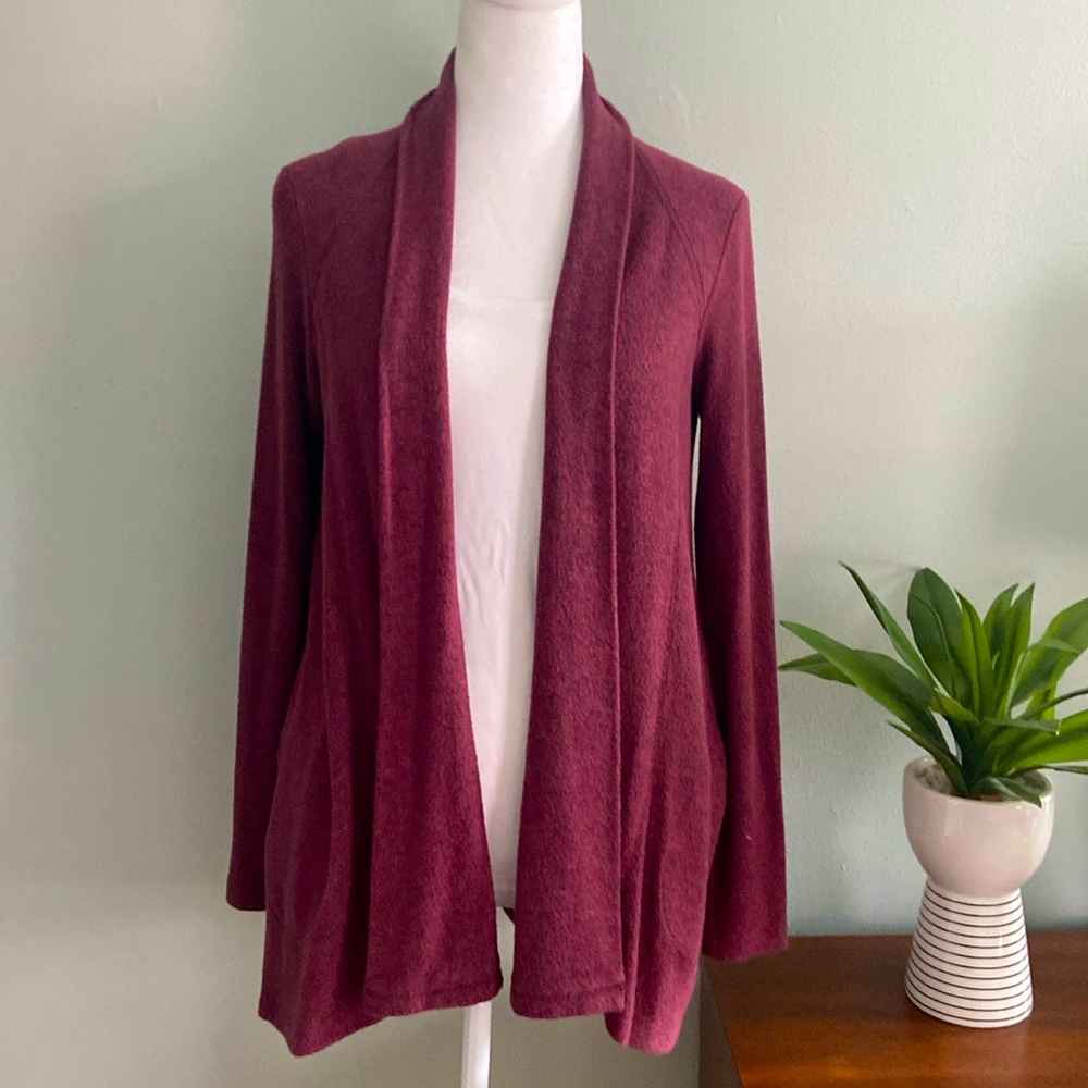 Anthropologie Saturday Sunday Open Front Cardigan Maroon Size Small EUC